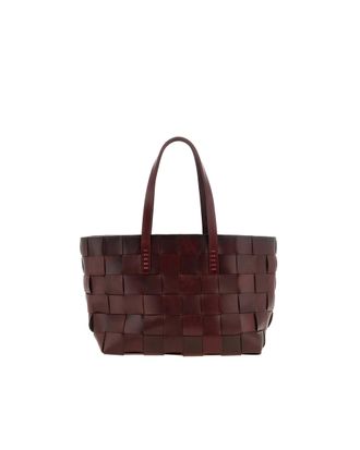 Dragon Diffusion Woven Brown Cow Leather Tote with San Cristoforo Medallion
