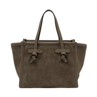 Gianni Chiarini Tassen, Dames, Groen, ONE Size, Suède, Marcella Suède Leren Crossbody Tas Grijs