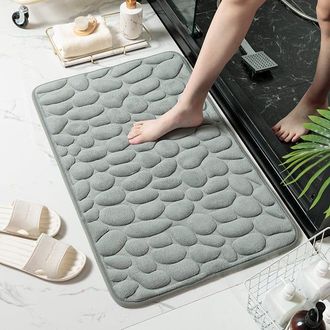 OEM Alfombra De Suelo Antideslizante Con Relieve Y Estampado De Guijarros, Absorbente De Agua, Para La Entrada Del Ba&ntilde;o (gris, 40 X 60 Cm)