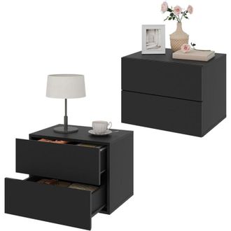 Woltu Set 2 Comodini Sospesi Design Moderno 40x30x30cm Nero - Woltu