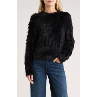 Wayf Fluffy Crop Sweater in Black at Nordstrom Rack, Size X-Large