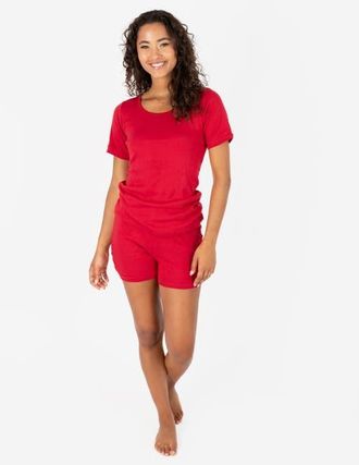 Leveret Womens Short Cotton Solid Pajama Set in Red at Nordstrom, Size X-Small