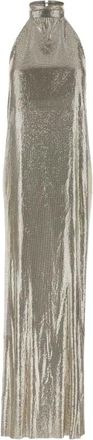 Stella McCartney Abito in maglia metallica con bordo in pelliccia - - Dresses - Donna - Grigio - S