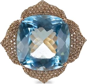 Piranesi Ros&eacute;gouden ring met kussen geslepen topaas - Roze