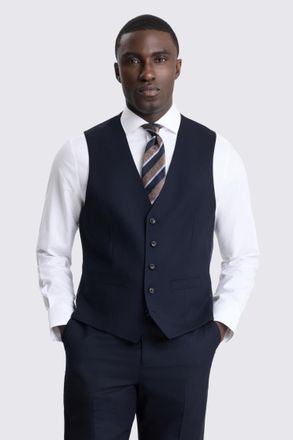 Moss Regular Fit Navy Twill Waistcoat