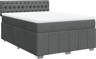 vidaXL Vidaxl - Cama Box Spring Con Colch&oacute;n Tela Gris Oscuro 160x200 Cm
