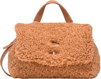 Zanellato Teddy Stof Postina Schoudertas - Dames - Handtassen - Bruin - ONE Size - Tassen
