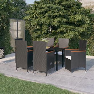 vidaXL Juego De Comedor De Jard&iacute;n 7 Piezas Con Cojines Negro Vidaxl