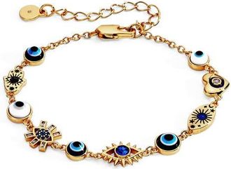 Alex and Ani Evil Eye Linear Bracelet in Gold Blue at Nordstrom
