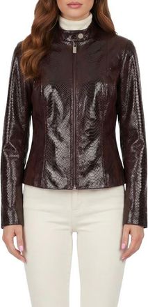 Gorski Genuine Metis Suede Pythn Printed Zip Jacket in Burgundy at Nordstrom, Size X-Small