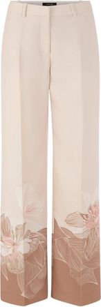 Marc Cain Wukari Wide Broek - Dames - Wijde Broeken - Beige - M - Leer - Broeken