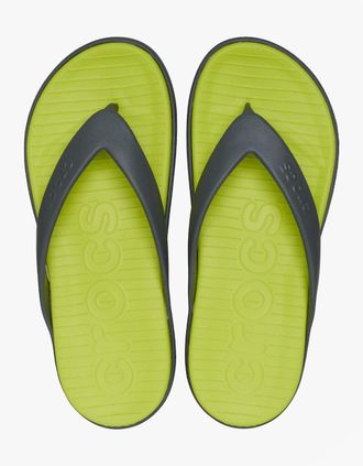 Crocs Mens Crocs COAST FLIP Mens Flip-flops Slate Grey/Citrus - Green - Size: 11