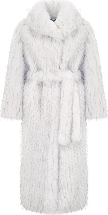 Cesare Gaspari Couture Faux Fur Maxi Jas - Dames - Jas met riem - Wit - L - Polyester - Jassen