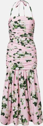 Carolina Herrera Floral ruched cotton-blend midi dress