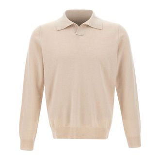 KANGRA Truien & Vesten, Heren, Beige, XL, Wol, Open-collar Poloshirt
