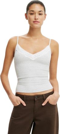 Cotton On Womens Lace Trim Longline Cami in Grey Marle at Nordstrom, Size Xx-Small