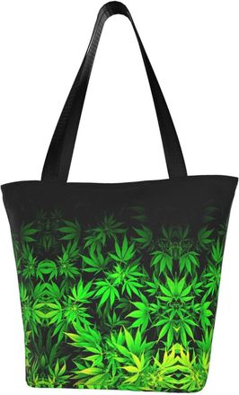 AOOEDM Tote Bag Weed Leaves Shopping Bags Small Reusable Market Bag Beach Tote Bags Travel Totes