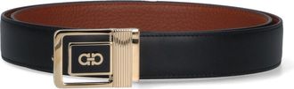 Ferragamo Reversible Logo Belt In Black Calfskin On One Side