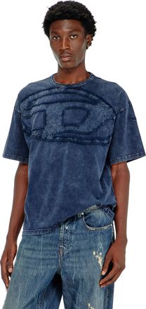 Diesel Relaxed cotton T-shirt with Oval D applique - T-Shirts - Man - Blue