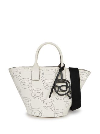 Karl Lagerfeld Ikon perforated leather tote bag - White