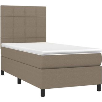 vidaXL Cama Box Spring Con Colch&oacute;n Tela Gris Taupe 80x200 Cm Vidaxl