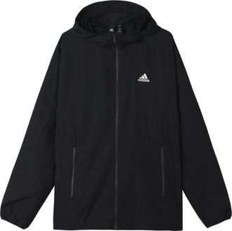 adidas Sports Long Sleeves Woven Windproof hooded Logo Jacket Black H40228
