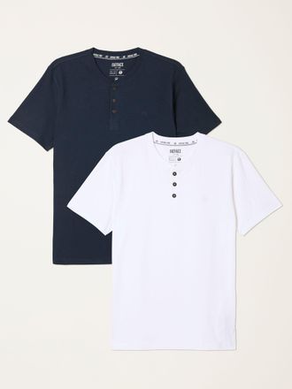 Fat Face FatFace White 2 Pack Short Sleeve Henley