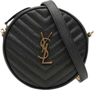 Saint Laurent Pre-owned Quilted Crossbody Bag - Dames - Vintage Schoudertas - Zwart - ONE Size - Leer - Vintage