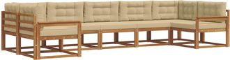 vidaXL Conjunto De Sof&aacute;s De Exterior 7 Uds. Natural Y Beige Vidaxl