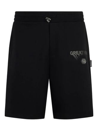 Philipp Plein fleece logo shorts - Black
