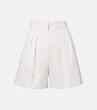 Max Mara Tabacco pleated cotton-blend shorts