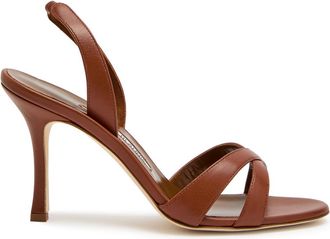 Manolo Blahnik Callasli 90 Leather Slingback Sandals - Brown - 38 (IT38/ UK5)