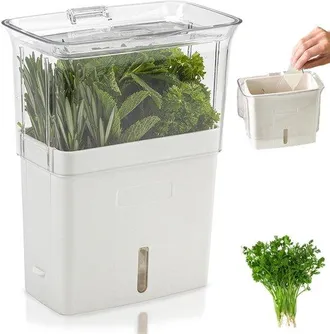 OEM Tarros Para Especias, Recipiente Para Hierbas, Recipiente Para Almacenar Verduras Frescas, Almac&eacute;n De Verduras, Blanco Y Transparente, 23x18x11cm