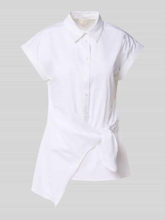 Milano Milano Italy Regular Fit Hemdbluse mit Knotendetail in Weiss, Gr&ouml;&szlig;e 36