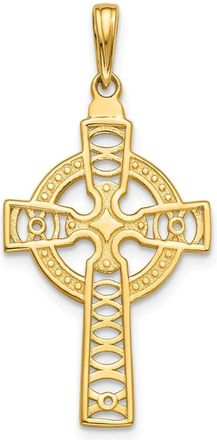 Diamond2Deal 10k Yellow Gold Celtic Cross Eternity Circle Pendant