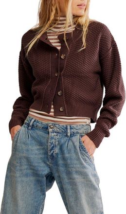 Free People Lila Crop Cardigan in Potting Soil at Nordstrom, Size X-Small