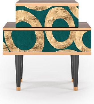 StoryZ Mesita de noche azul-verde 2 cajones L 58 cm