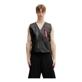 Alpha Industries X-Force Leren Gilet - Heren - Bodywarmers - Zwart - S - Leer - Jassen