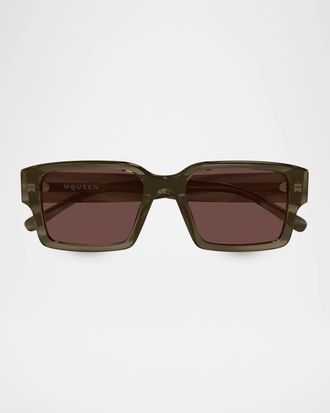 Alexander McQueen Men & apos;s AM0579S Recycled Acetate Square Sunglasses