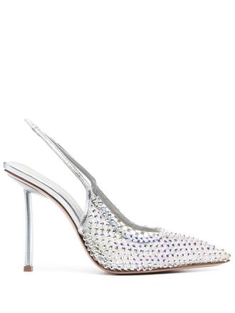Le Silla Slingback pumps verfraaid met kristallen - Zilver