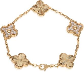 Van Cleef & Arpels Pre-Owned Van Cleef & Arpels Yellow Gold Diamond Vintage Alhambra Bracelet