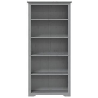 Berkfield Home Beautiful Bookcase BODO Grey 80x38x180 cm Solid Wood Pine 5-Tier | Size: 80 x 38 x 180 cm