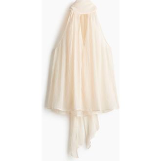 H&M Scarf-collar Chiffon Top in Cream at Nordstrom, Size Xx-Large
