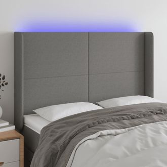 vidaXL Cabecero Con Led De Tela Gris Oscuro 147x16x118/128 Cm Vidaxl