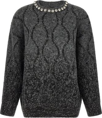 Pinko Renault Trui - Dames - Ronde hals truien - Grijs - S - Wol - Truien & Vesten