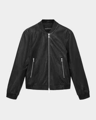 John Varvatos Mens Xavier Leather Bomber Jacket