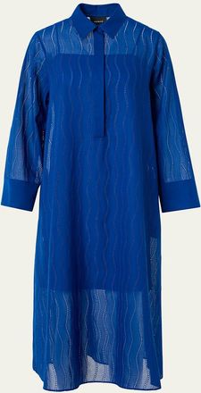 Akris Wave Broderie Anglaise Cotton Voile Midi Shirtdress