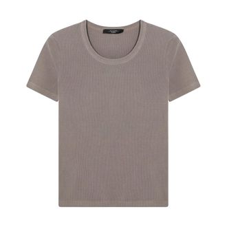 Max Mara T-Shirts, female, Brown, S, T-shirt Girocollo Manica Corta
