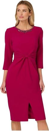 Adrianna Papell Beaded Midi Dress Womens Dress Berry : 12, Elastane/Polyester