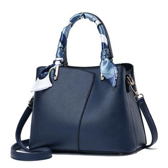 Generic Vegan Leather Satchel Handbag for Women Top Handle Crossbody Bag Fashion Shoulder Bag Tote Large Ladies Purses (Blue)